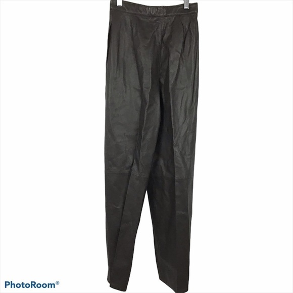 Vintage West Bay Saks Fifth Avenue Brown Leather Pants - Picture 2 of 6